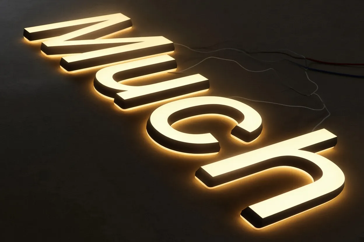 Chữ nổi mica sáng mặt LED
