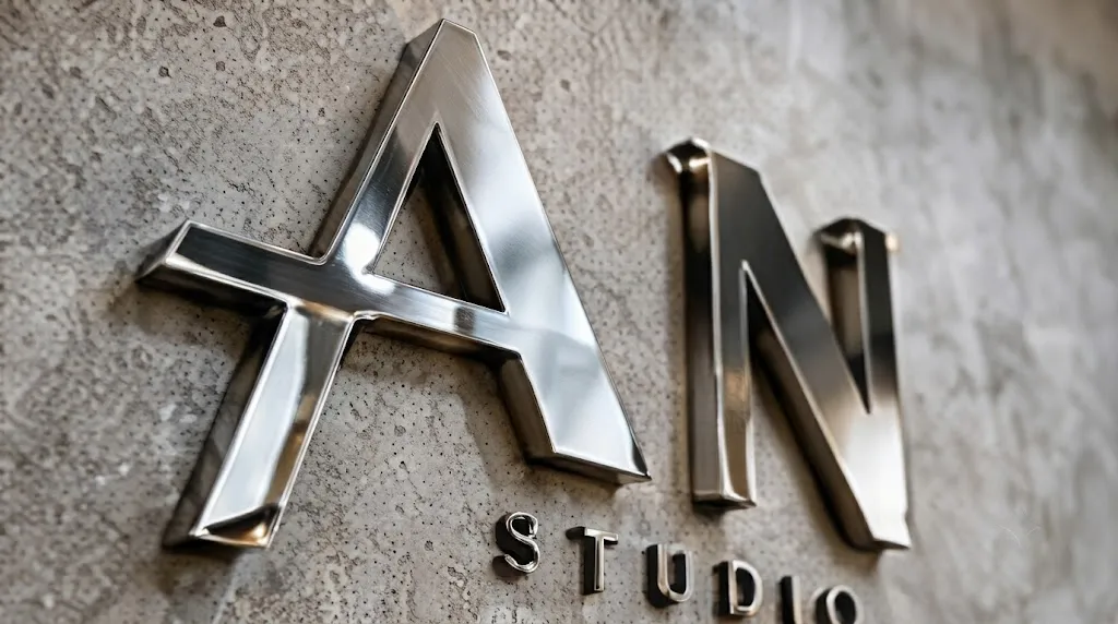 Mẫu chữ nổi bề mặt kim loại AN Studio