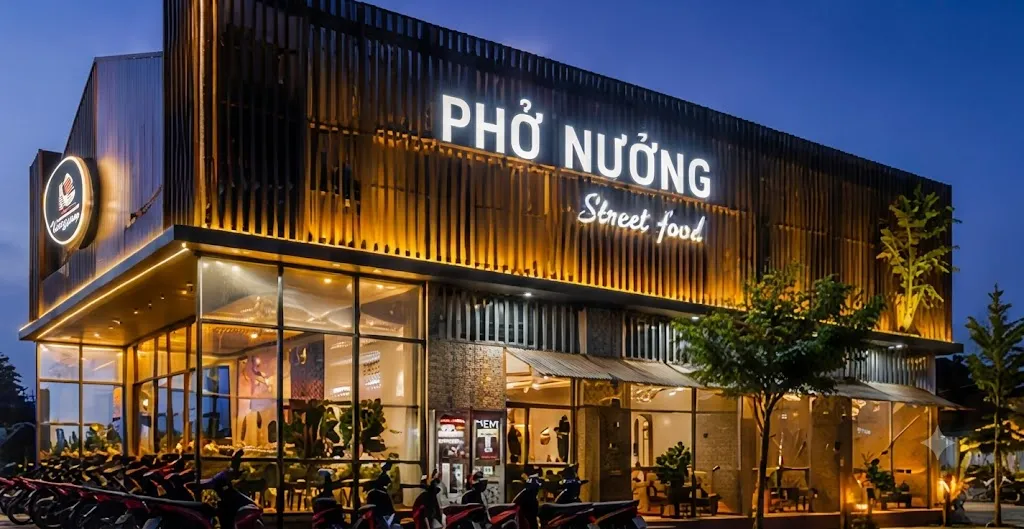 chữ nổi phở nướng